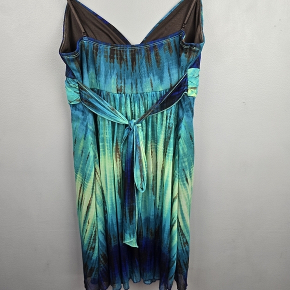 RUBY ROX Vintage Y2K Slinky Babydoll Dress Blue Green Womens Sz L Fairy Grunge - Picture 4 of 15